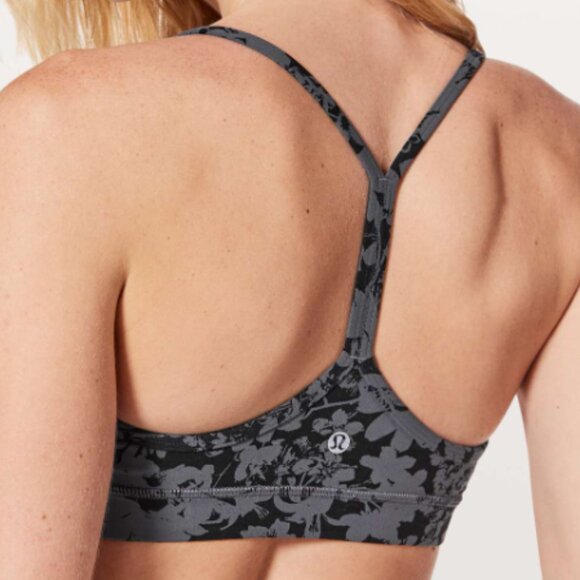 EC Lululemon Flow Y Bra *Nulu - Grey / Black - Size 4 - Picture 1 of 4